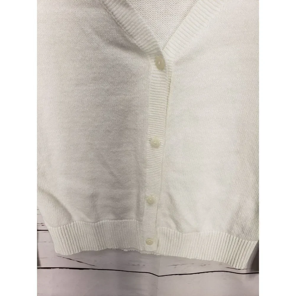 Old Navy White Button Up Girl's Size 8 Regular‎ School Uniform Sweater